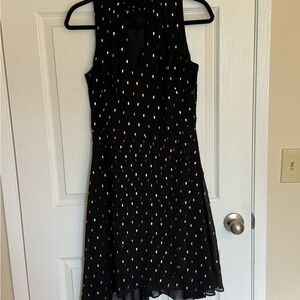White House Black Market Black and Gold Halter Dress